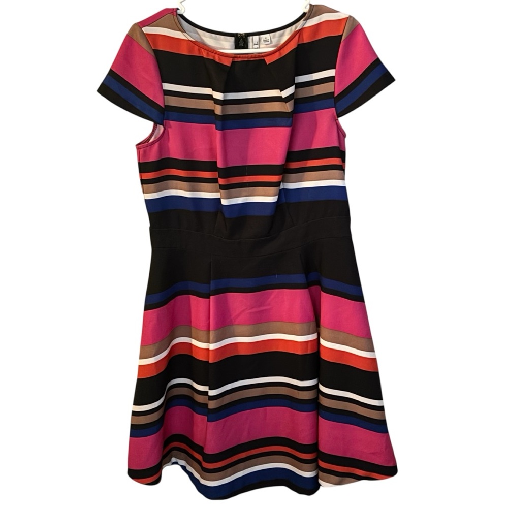 Elle Striped Fit & Flare Dress | Size M | Flattering A-Line Silhouette